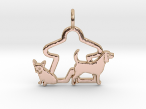 Meeple dog lover pendant gamer necklace in 14k Rose Gold Plated Brass