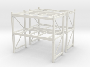 1/64th Shop or Warehouse pallet rack shelving (2) in White Natural Versatile Plastic