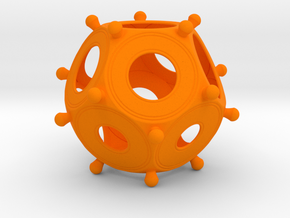 Roman Dodecahedron Colour 100 in Orange Processed Versatile Plastic