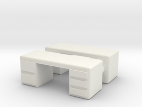 Office Desk (x2) 1/100 in White Natural Versatile Plastic