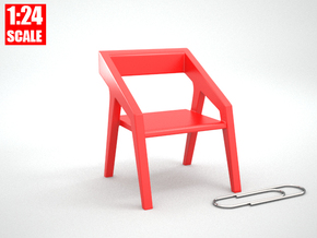 1:24 Minimalist Chair Version 'D' for Dollhouses in Red Processed Versatile Plastic