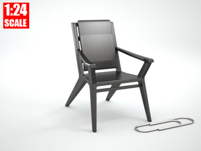 1:24 Minimalist Chair Version 'C' for Dollhouses in Black Natural Versatile Plastic