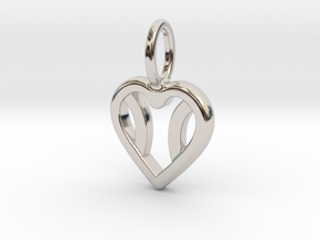 One Love Tennis Heart Pendant in Rhodium Plated Brass