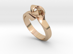 Twist Interlock Ring_A in 14k Rose Gold Plated Brass: 9 / 59