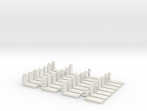 N Scale Cemetery Graveyard Mixed Loose 1:160 in White Natural Versatile Plastic