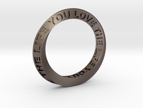 Live The Life You Love - Mobius Ring in Polished Bronzed Silver Steel