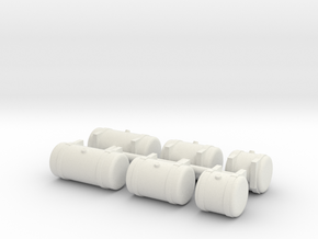 1/64th Builders Pack of 6 truck fuel tanks in White Natural Versatile Plastic