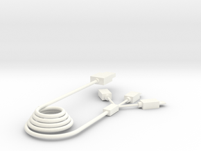 Three in one charging cable in White Processed Versatile Plastic