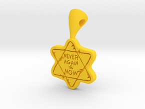 Never Again Is Now in Yellow Processed Versatile Plastic