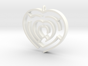 Heart maze pendant in White Processed Versatile Plastic