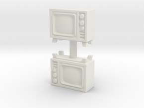 Old Television (x2) 1/72 in White Natural Versatile Plastic