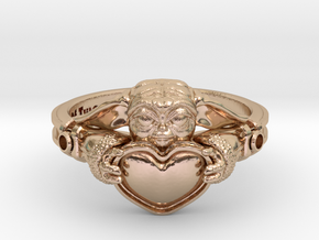 Baby Yoda Heart Ring Size 4 US  in 14k Rose Gold Plated Brass
