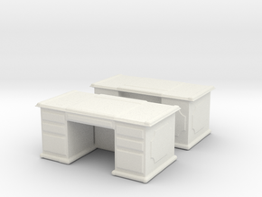 Office Wood Desk (x2) 1/100 in White Natural Versatile Plastic