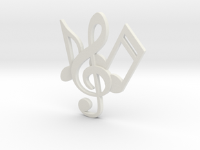 Music Necklace in White Natural Versatile Plastic
