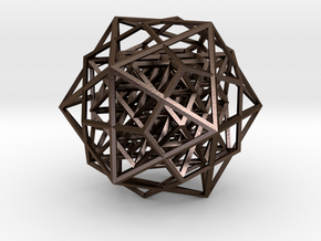 64 tetrahedron in icosahedron & dodecahedron in Polished Bronze Steel