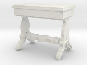 Miniature 1:48 Victorian Ornate Writing Desk in White Natural Versatile Plastic