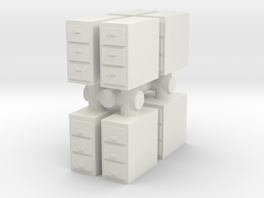 Office Cabinet (x8) 1/72 in White Natural Versatile Plastic