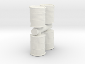 Damaged Oil Barrels (x4) 1/72 in White Natural Versatile Plastic