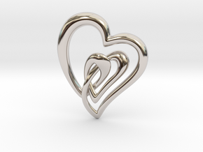 Double Hearts Pendant in Rhodium Plated Brass