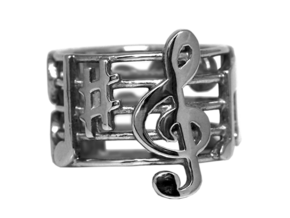 Music Symbols Ring in Polished Silver: 7 / 54