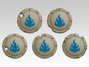 Flame 1 Round Shields x40 in Tan Fine Detail Plastic