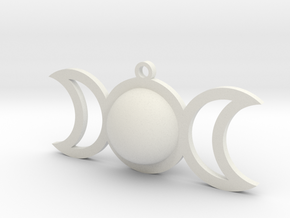Triple Goddess Moon Charm (style 1) in White Natural Versatile Plastic