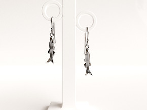 Zebrafish Earrings - Science Jewelry in Polished Silver