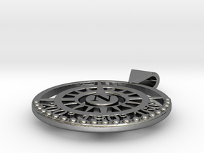 Nautical North Compass Pendant in Polished Silver