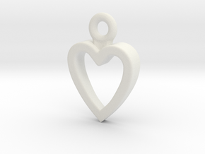 Heart Charm / Pendant / Trinket in White Natural Versatile Plastic