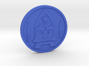 Queen of Swords Coin in Blue Processed Versatile Plastic