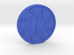 Nine of Swords Coin in Blue Processed Versatile Plastic