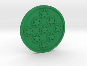Nine of Pentacles Coin in Green Processed Versatile Plastic