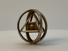 3D Philosopher's Stone Solid in Polished Bronzed-Silver Steel
