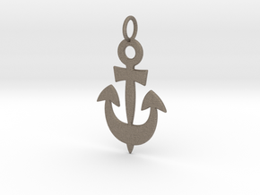 Anchor Symbol Pendant Charm in Matte Bronzed-Silver Steel