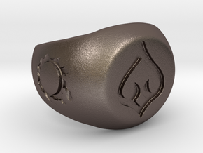 FFXIV DNC Signet Ring in Polished Bronzed-Silver Steel: 6 / 51.5