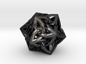 Celtic D20 in Polished and Bronzed Black Steel