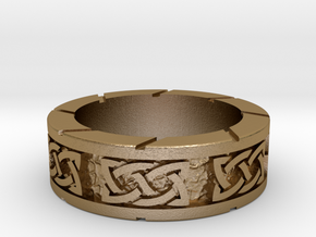 Celtic ring in Polished Gold Steel