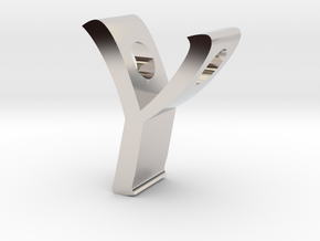 Letter Y Pendant in Rhodium Plated Brass