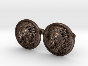 Lion Cufflinks No.4 in Polished Bronze Steel