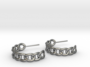 Chain Hoop Earrings in Polished Silver