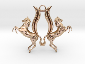 Double Horses Pendant (Contact for Customization) in 14k Rose Gold