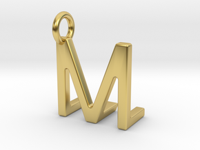 Two way letter pendant - LM ML in Polished Brass