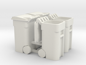 Trash Cart (4) Mixed 40mm High in White Natural Versatile Plastic