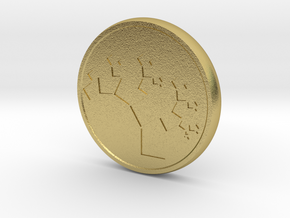 Pythagorean Tree Worry Coin in Natural Brass