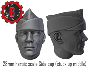 28mm Heroic Scale US Side cap (raised middle) in Tan Fine Detail Plastic: Small