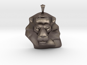 Lion Pendant in Polished Bronzed-Silver Steel