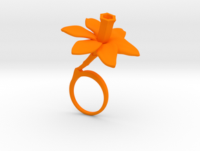 Ring with one large flower of the Daffodil in Orange Processed Versatile Plastic: 7.25 / 54.625