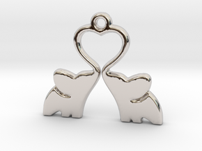 Elephant Heart Charm in Rhodium Plated Brass