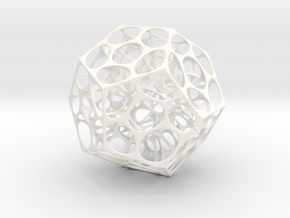 Voronoi Dodecahedron Sculpture in White Processed Versatile Plastic