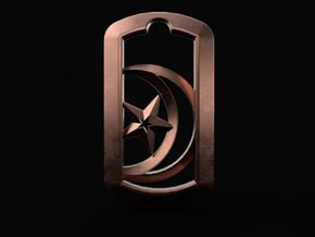 Crescent Star in DogTag in 14k Rose Gold Plated Brass: d4